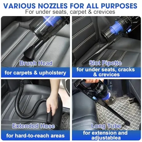 Viewsun Car Cleaning Kit, Car Interior Detailing Kit with High Power Handheld Vacuum Cordless Rechargeable, Detailing Brush Set, Windshield Cleaner, Complete Auto Accessories for Men, Women Gift - 6