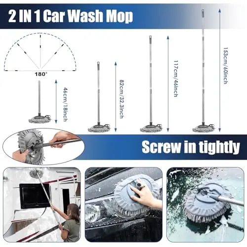 Viewsun 21Pcs Car Cleaning Kit with High Power Handheld Vacuum, Car Wash Mop with Long Handle, Bucket, Detailing Brush Set, Windshield Cleaner, Complete Interior Exterior Washing Supply for Men Women - 3