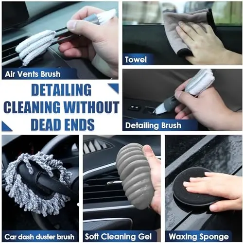 Viewsun 21Pcs Car Cleaning Kit with High Power Handheld Vacuum, Car Wash Mop with Long Handle, Bucket, Detailing Brush Set, Windshield Cleaner, Complete Interior Exterior Washing Supply for Men Women - 6