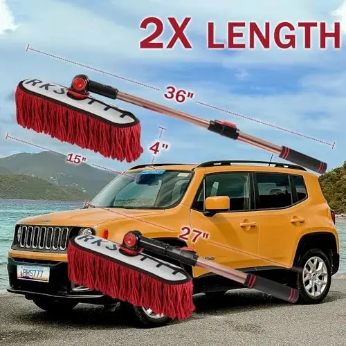 RIDE KINGS Auto Duster Extendable Handle, Car Exterior Scratch Free, Car Brush Kit for Truck SUV RV Motorcycle, Cleaning No Lint (CA Designer License Plate) - Gifts for Men Women - 2