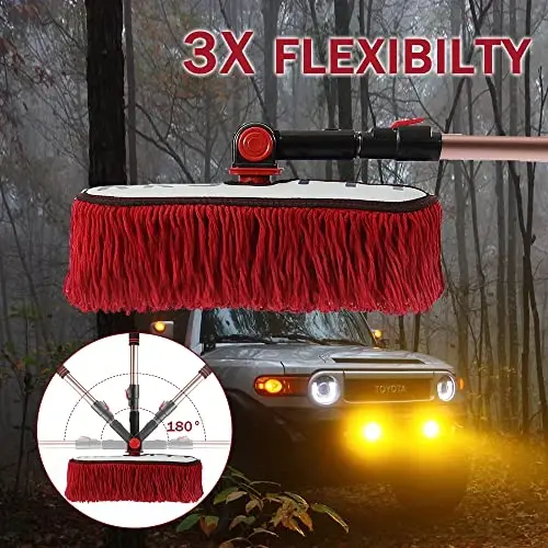 RIDE KINGS Auto Duster Extendable Handle, Car Exterior Scratch Free, Car Brush Kit for Truck SUV RV Motorcycle, Cleaning No Lint (CA Designer License Plate) - Gifts for Men Women - 3