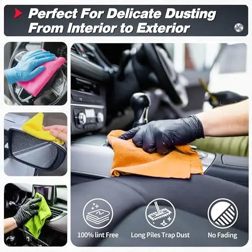 FIXSMITH Microfiber Cleaning Cloth, 400 Pack Shop Towels, Lint-Free Car Wash Towels, All-Purpose Absorbent Cleaning Rags for Housekeeping, Dust Cloth for Office, Mechanic, Automotive （12inx12in） - 3