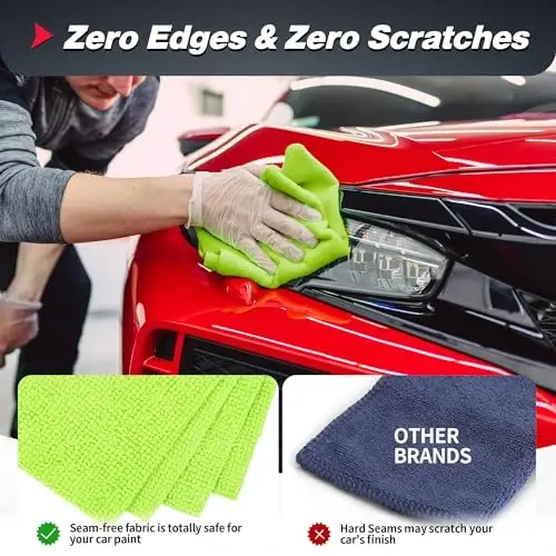 FIXSMITH Microfiber Cleaning Cloth, 400 Pack Shop Towels, Lint-Free Car Wash Towels, All-Purpose Absorbent Cleaning Rags for Housekeeping, Dust Cloth for Office, Mechanic, Automotive （12inx12in） - 4