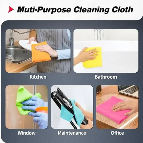 FIXSMITH Microfiber Cleaning Cloth, 400 Pack Shop Towels, Lint-Free Car Wash Towels, All-Purpose Absorbent Cleaning Rags for Housekeeping, Dust Cloth for Office, Mechanic, Automotive （12inx12in） - 6