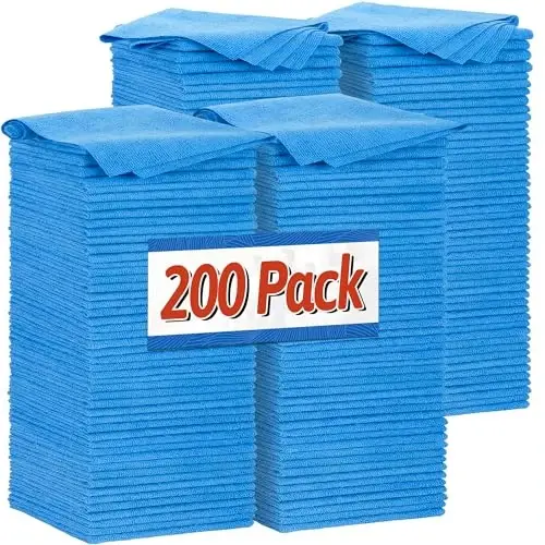 FIXSMITH Shop Towels, Microfiber Cleaning Cloth Bulk, 200 Pack Microfiber Towels for Cars, All-Purpose Absorbent Cleaning Rags, Dust Cloth for Automotive, Mechanic, Garage, Bar, 11.5 x 11.5 inch - 1
