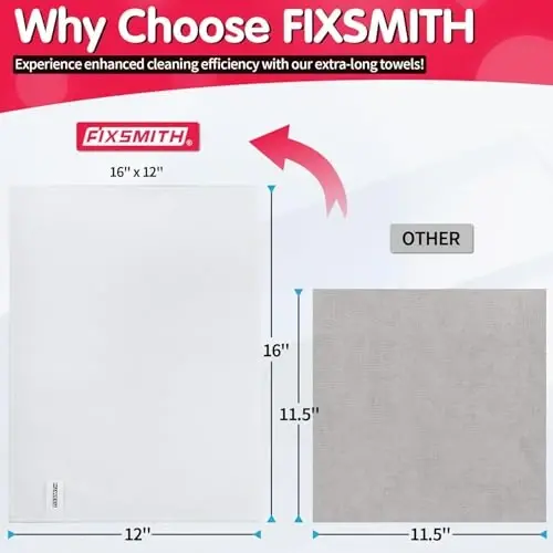 FIXSMITH White Microfiber Cleaning Cloth -Pack of 24, Highly Absorbent Cleaning Rags, 16