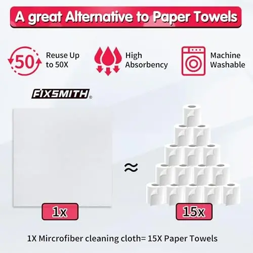 FIXSMITH White Microfiber Cleaning Cloth, Pack of 100, 11.5