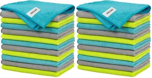 FIXSMITH Microfiber Cleaning Cloth - Pack of 24, Multi-Functional Towels, Size: 12 x 16 in, Highly Absorbent Rags, Lint-Free, Streak-Free for Car, Kitchen, Home, Office 