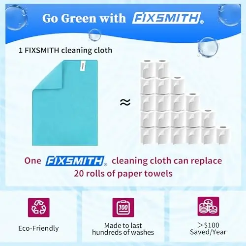 FIXSMITH Microfiber Cleaning Cloth - Pack of 24, Multi-Functional Towels, Size: 12 x 16 in, Highly Absorbent Rags, Lint-Free, Streak-Free for Car, Kitchen, Home, Office - 6