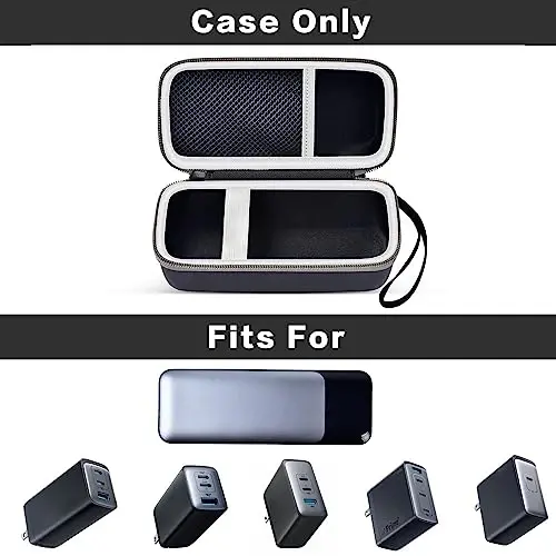 casmilee Case Compatible with Anker 737/735/ 736/717 USB-C Portable Charger Power Bank, Fast Foldable Wall PowerBank Bag for GaN Prime Nano II AC Adapter, Powercore Pocket for lights Cable - Black - 2