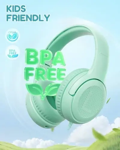 awatrue USB-C Kids Headphones with Mic - 85/94dB Volume Limiter, Foldable Wired Toddler Headphones for Boys & Girls, Over-Ear Type-C Kid Headphones for School, Travel, lPad, Tablet & Smartphones - 4