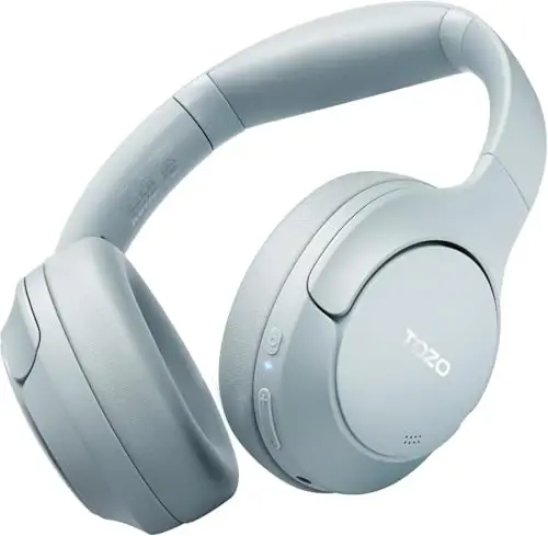 TOZO Hybrid Active Noise Cancelling Headphones, Wireless Over Ear Bluetooth Headset, 60H Playtime, Hi-Res Audio Custom EQ via App Deep Bass Comfort Fit Ear Cups, for Home Office Travel Blue 