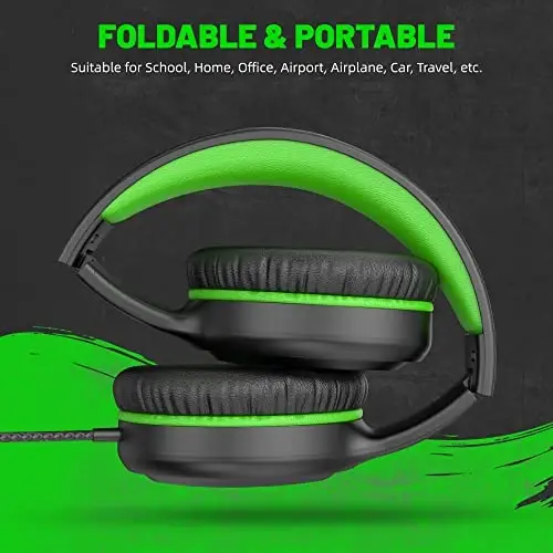 UKELALA U2 2 Pcs Wired Headphones for Kids Boys Girls, On Ear Youth Headphones for School Airplane Travel, Lightweight Portable Compatible with Tablet Computer Laptop for Adults Student Green & Orange - 5