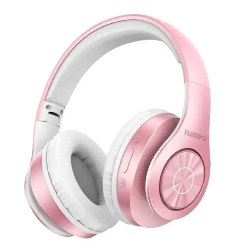 TUINYO Bluetooth Headphones Wireless, Over Ear Stereo Wireless Headset 40H Playtime with deep bass, Soft Memory-Protein Earmuffs, Built-in Mic Wired Mode PC/Cell Phones/TV- Rose Gold - 1