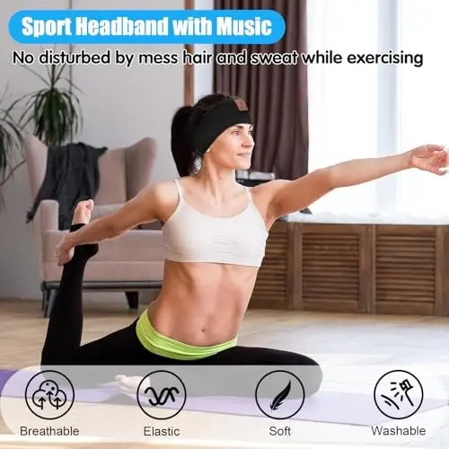 ASIILOVI Bluetooth Sleeping Headphones, Headband Headphones for Side Sleepers, Wireless Headband for Yoga, Running, Workout, Travel, Sports, Unique Presents for Adult Teens - 5