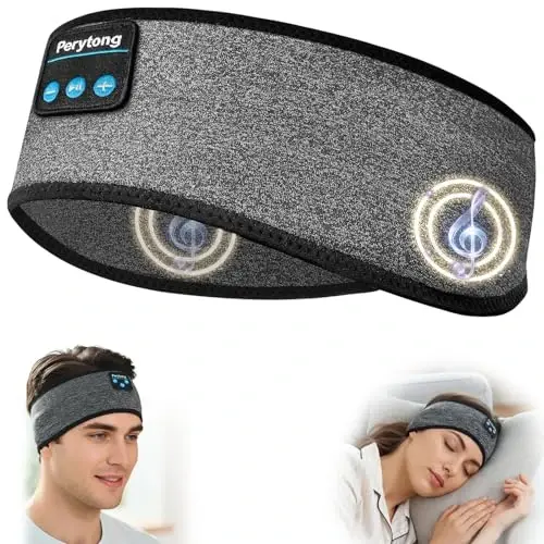 Perytong Sleep Headphones Wireless, Bluetooth Sports Headband Headphones with Ultra-Thin HD Stereo Speakers Perfect for Sleeping,Workout,Jogging,Yoga,Insomnia, Air Travel(Carbon Grayblack) - PERYTONG