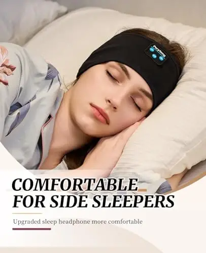 Perytong Sleep Headphones Wireless, Bluetooth Sports Headband Headphones with Ultra-Thin HD Stereo Speakers Perfect for Sleeping,Workout,Jogging,Yoga,Insomnia, Air Travel, Meditation (DeepBlack) - 3