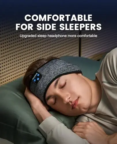 Perytong Sleep Headphones Wireless, Bluetooth Sports Headband Headphones with Ultra-Thin HD Stereo Speakers Perfect for Sleeping,Workout,Jogging,Yoga,Insomnia, Air Travel, Meditation (BlackGrey) - 2