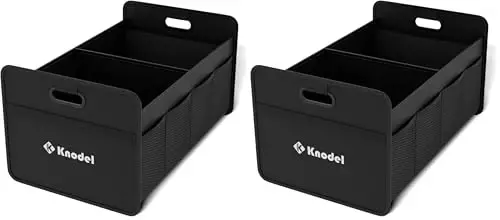 K KNODEL Car Trunk Organizer, Foldable Organizer for Car, Automotive Consoles & Organizers, Storage with Reinforced Handles (Small, Black) (Pack of 2) - 1