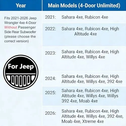 Binmotor-Floor Mats & Cargo Liner for 2021-2026 Jeep Wrangler Unlimited 4xe 4 Door (Non JL/JK), TPE All Weather Car Mats Cargo Trunk Mats Custom Fit Wrangler 4XE Accessories - 2
