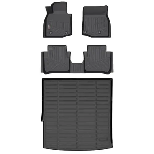 Binmotor-Floor Mats & Cargo Liner Set for Mazda CX50 Hybird 2025 2026 | All Weather Car Floor Mat Seatback Cargo for CX-50 Hybird Accessories (Only for Hybrid), TPE Car Mats Trunk Liner- Black 