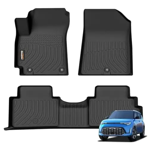 Binmotor-All Weather Floor Mats for Kia Soul 2025 2024 2023 2022 2021 2020, 1st & 2nd Row, Floor Liners for Soul, Car Floor Mats Custom Fit for Kia Soul Accessories 