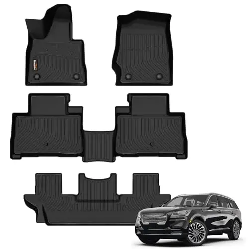 Binmotor-Floor Mats for 2020-2026 Lincoln Aviator Gas & Grand Touring, Only for 6 Passenger, TPE Heavy Duty All Weather Car Mats Floor Liners for Lincoln Aviator Accessories 