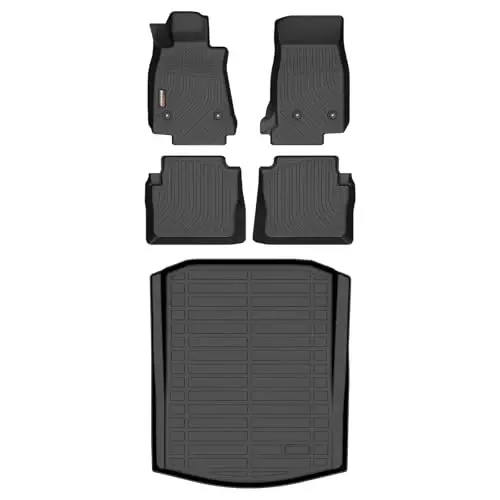 Binmotor-All Weather Car Floor Mats & Cargo Liner for Cadillac CT5 & CT5-V 2020-2026, 1st+2nd Row+Cargo Mat, TPE Liners Waterproof Car Mat Custom Fit for Cadillac CT5 Accessories 