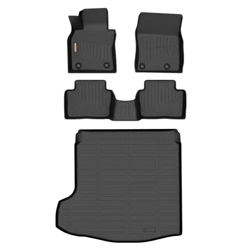 Binmotor-Floor Mats & Cargo Liner for Mazda 3 2019-2027 (Only Sedan FWD), All Weather Car Floor Mat Rubber Liners Cargo Trunk Mat for Mazda 3 Accessories-Black 