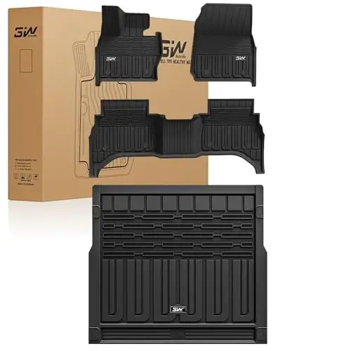 3W Floor Mats & Cargo Liner Fit Range Rover Sport 2023-2025 2026 (Not for Range/Land Rover Discovery Sport) TPE All Weather Custom Fit for Land Rover Sport 1st and 2nd Row Full Set Car Liners, Black 