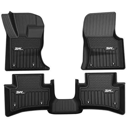 3W Floor Mats Fit 2017-2025 2026 Range Rover Land Rover Velar/Jaguar F-Pace, TPE All Weather Custom Fit Floor Liner for Range Rover Velar 1st and 2nd Row Full Set Car Liners Black - 1