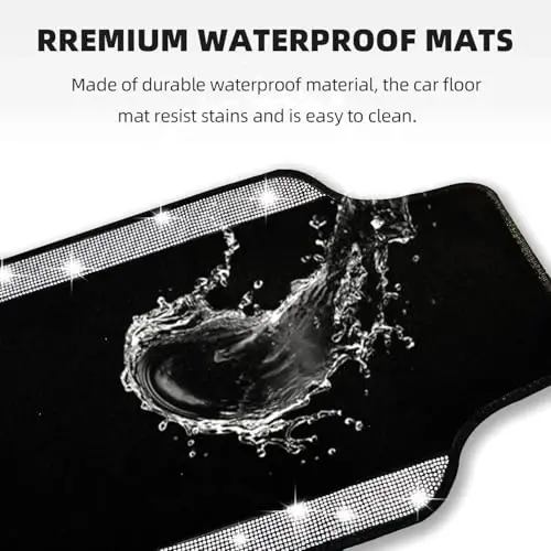 NBTEPEM Bling Car Floor Mats Full Set and Steering Wheel Cover, Universal Fit Most Cars, 4 pcs Sparkle Glitter Diamond Carpet, 5 pcs Bling Car Accessories Set for Women (Silver Diamond) - 6