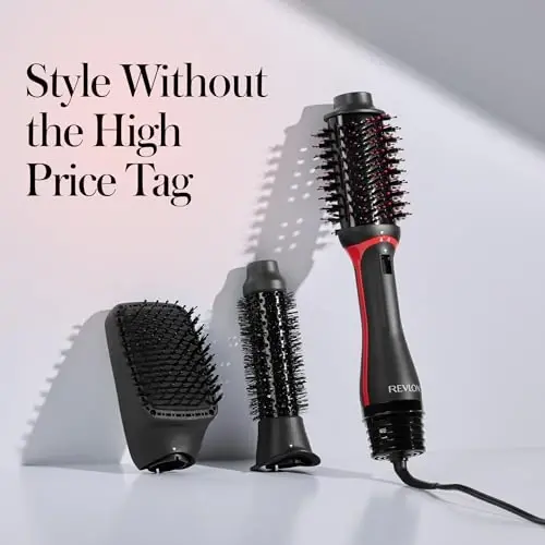 REVLON 3-in-1 Multi-Styler Hair Dryer Brush, Straighten, Curl & Smooth with One Tool, Hot Air Brush for Blowouts, Waves & Sleek Styles, Lightweight Styling Brush with Multiple Heat Settings 
