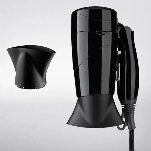 Travel Compact Hair Dryer, 1875W Lightweight Blow Dryer with Detachable Handle, 1 Nozzle, 2 Heat Settings, 2 Speed Slide Switch, Cool Shot Button, Fast Drying for Family, Student (Black) - 1