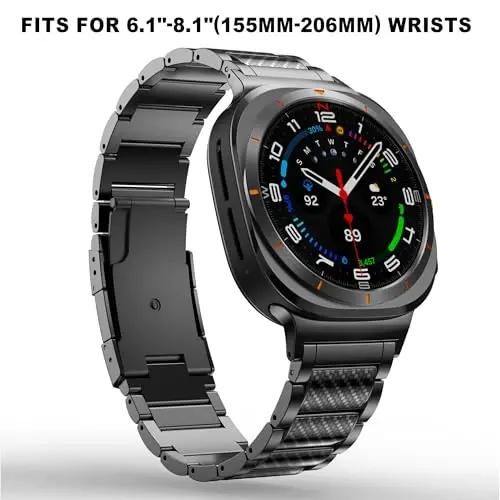 BAIHUIAM Titanium Bands Compatible with Galaxy Watch Ultra 2/1 47mm Band for Men, Carbon Fiber Titanium Metal Band Business Replacement Strap for Galaxy Watch 8/7 Ultra 47mm (2025/2024), Black - 5