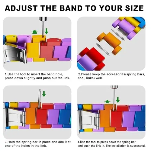 BAIHUIAM Rainbow Band for Galaxy Watch Ultra 2/1 Band 47mm Men | Fit for Galaxy Watch Ultra 2/1 47mm Band, Lightweight Aluminum Metal Band Business Replacement Strap 