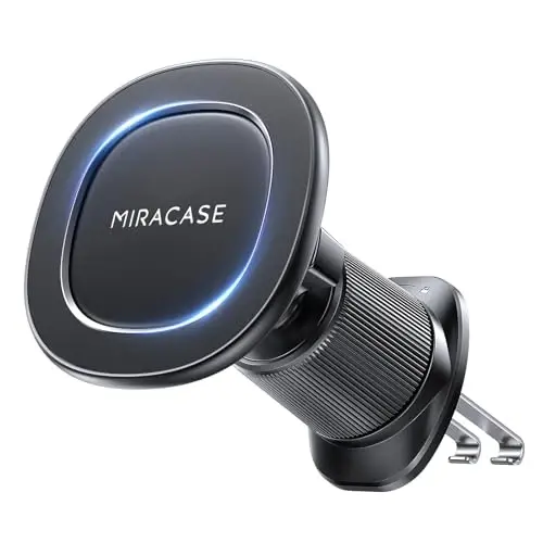 Miracase Car Phone Holder for Magsafe [Super Strong Magnets] Magnetic Phone Holders for Your Car, 360°Adjustable Air Vent Hands Free Cell Phone Mount Cradle (Matte Black, Regular) 