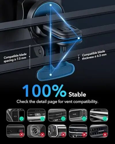 ESR for MagSafe Car Mount Charger, 15W Magnetic Wireless Car Charger, for MagSafe Phone Charging, Air Vent Phone Holder for iPhone 17e/17-12, Samsung Galaxy S26/S25, with 36W QC 3.0 Fast Charging - 5