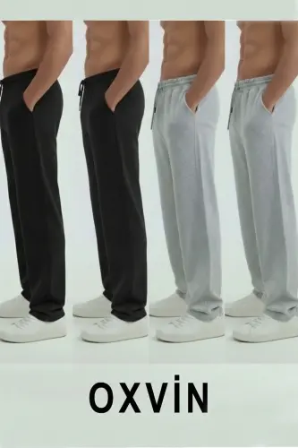 Walker Baggy 4'lü Set ( 2 SİYAH - 2 GRİ ) Oversize Eşofman Altı Bol Paça 2iplik Uzun Orta Kalınlıkta - Çok Renkli - 1