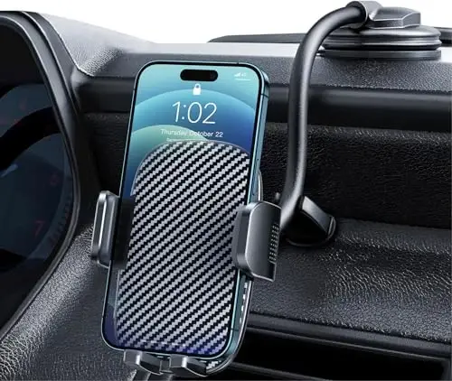 BIPOPIBO Car Phone Holder - Flexible Gooseneck Long Arm Phone Mount for Windshield with Washable Strong Suction Cup for All iPhone Android Smartphone - 1