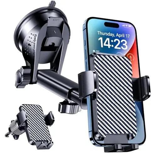 Car Phone Holder Car Universal Mobile Phone Holder 360° Rotatable Car Mobile Phone Holder Dashboard Windshield Air Vent Phone Holder Car for iPhone Android Smartphone - 1
