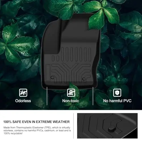 Kiwi Master Floor Mats for 2013-2019 Ford Escape/C-Max | Custom Fit All Weather Car Mats, Heavy Duty TPE Floor Liners, Front & Rear 2 Row Set, Black - 4
