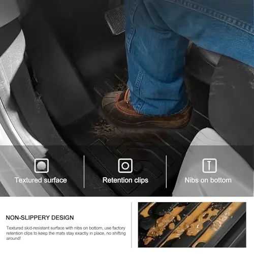 Kiwi Master Floor Mats for 2013-2019 Ford Escape/C-Max | Custom Fit All Weather Car Mats, Heavy Duty TPE Floor Liners, Front & Rear 2 Row Set, Black - 5