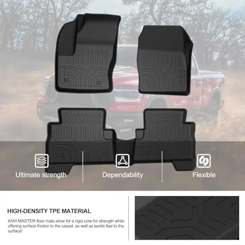 Kiwi Master Floor Mats for 2013-2019 Ford Escape/C-Max | Custom Fit All Weather Car Mats, Heavy Duty TPE Floor Liners, Front & Rear 2 Row Set, Black - 6