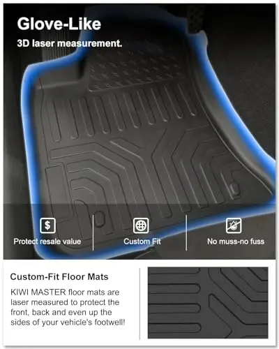 Kiwi Master Floor Mats for 2011-2023 Dodge Charger RWD/Chrysler 300 RWD | Custom Fit All Weather Car Mats, Heavy Duty TPE Floor Liners, Front & Rear 2 Row Set, Black - 2
