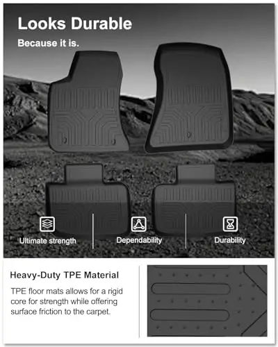 Kiwi Master Floor Mats for 2011-2023 Dodge Charger RWD/Chrysler 300 RWD | Custom Fit All Weather Car Mats, Heavy Duty TPE Floor Liners, Front & Rear 2 Row Set, Black - 5