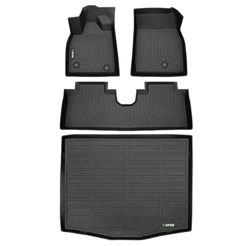 HAFIDI® Floor Mats & Cargo Liner Set Fit for 2021-2025 2026 Ford Mustang Mach E (Not for Mustang) All Weather Protection TPE Anti-Slip Automotive Full Set Floor Liners Custom Accessories - Black - HAFIDI