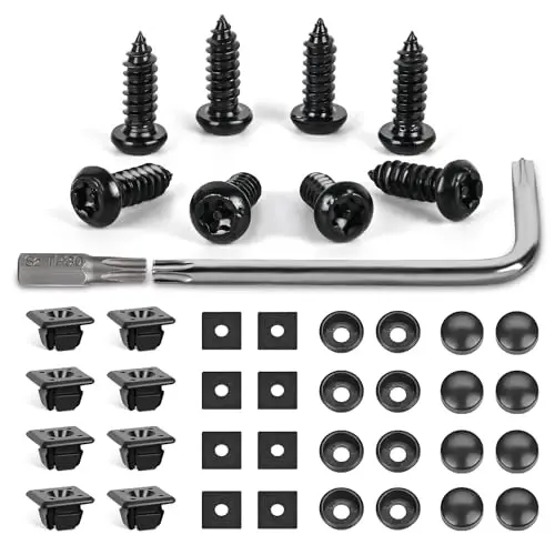 GOOACC 8 Sets Anti-Theft Stainless Steel License Plate Screw Kit with Anti-Rust Stainless Steel Mounting Hardware and Nylon Fastener Nuts for Securing License Plates Frames on Cars, Trucks, SUVs 