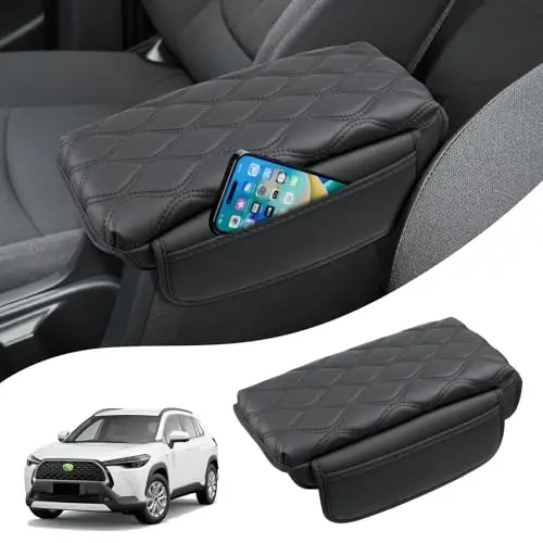 Autorder Center Console Cover for Toyota Corolla Cross 2022-2025 Accessories Armrest Cushion Cover Nappa Leather Middle Console Covers Sportage Console Cushion Pad Anti-Scratch 