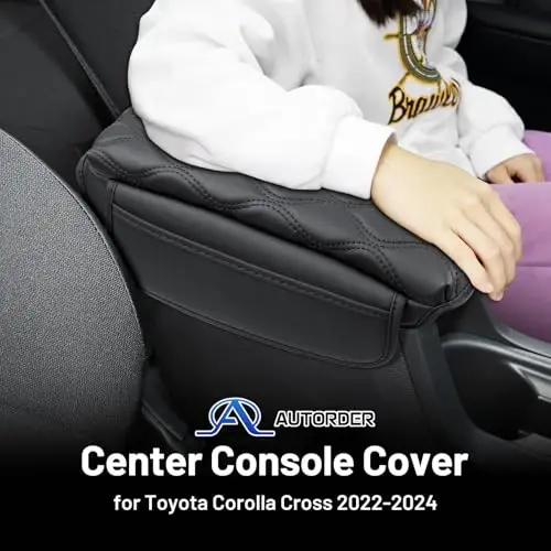Autorder Center Console Cover for Toyota Corolla Cross 2022-2025 Accessories Armrest Cushion Cover Nappa Leather Middle Console Covers Sportage Console Cushion Pad Anti-Scratch - 2